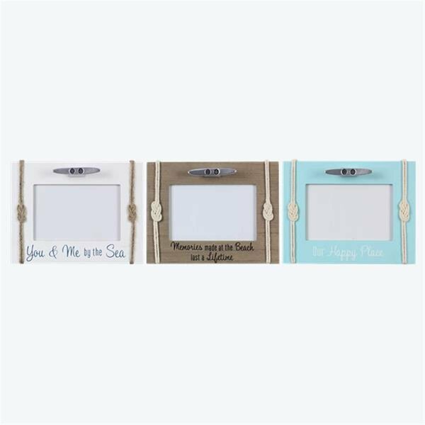 Youngs 4 x 6 in. Wood Photo Frame with Nautical Rope & Cleats, Assorted Color - 3 Piece 61575